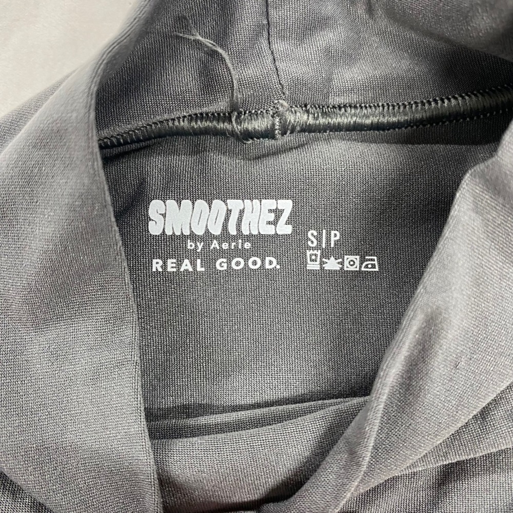 Smoothez by Aerie Real Good Gray Mock Neck Long Sleeve Bodysuit Small S/P basics - Picture 2 of 7